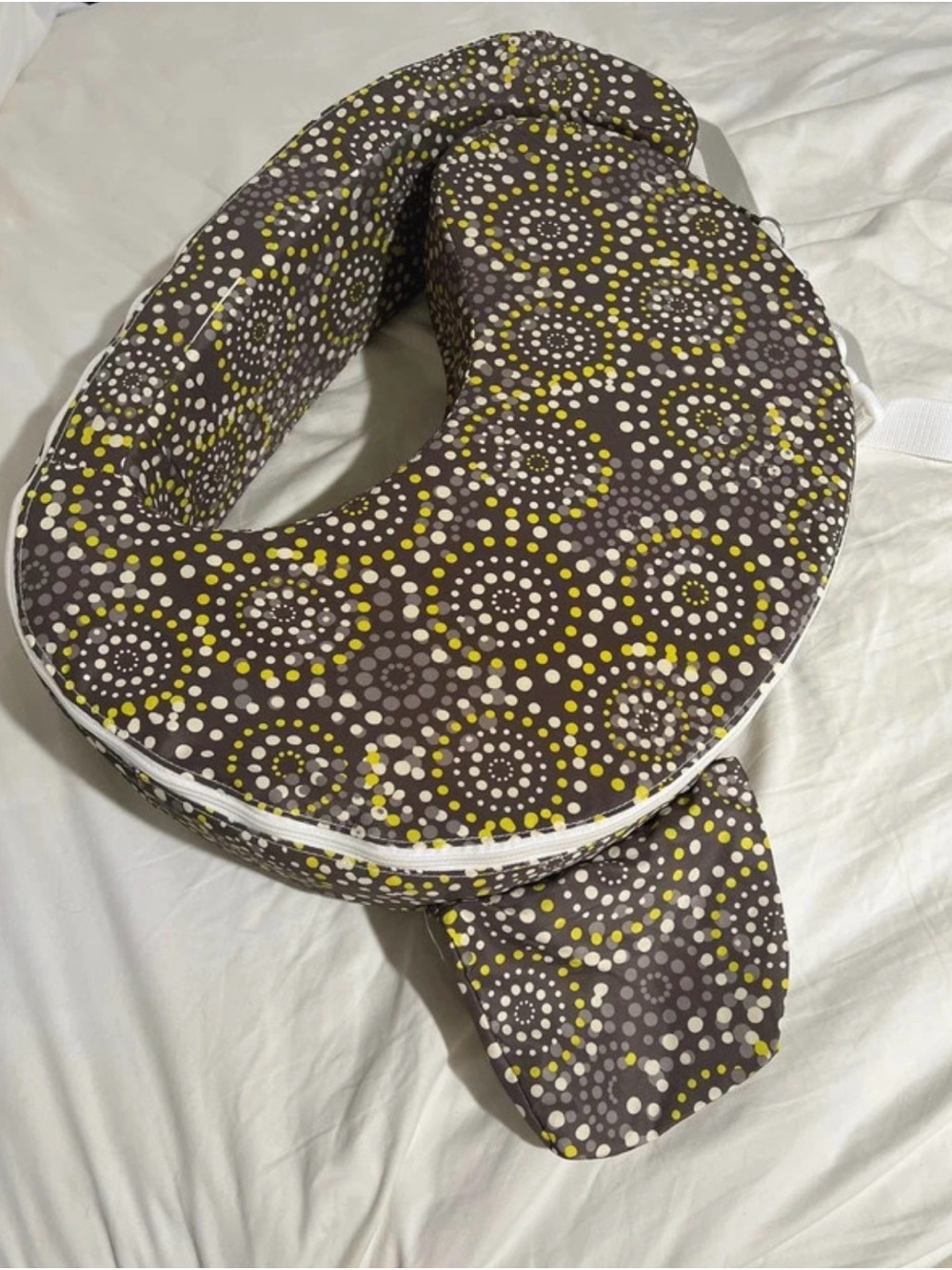 My Brest Friend Nursing Pillow in Brown with Yellow Dotburst